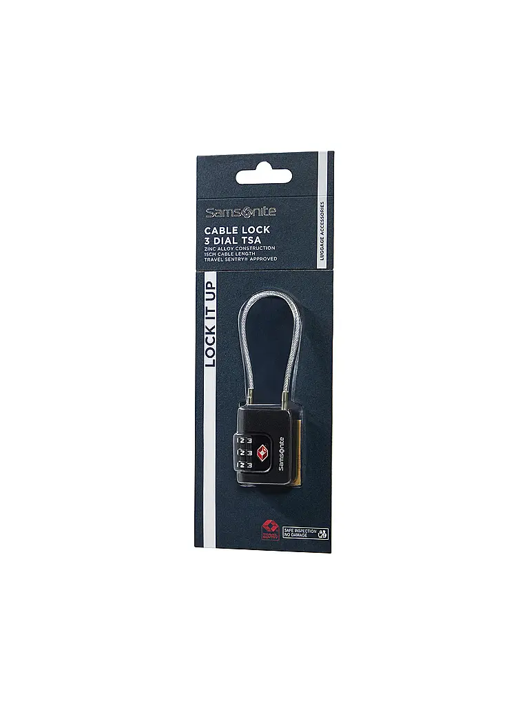 SAMSONITE | Candado de cable TSA de 3 dígitos TA REVOLUTION negro | 