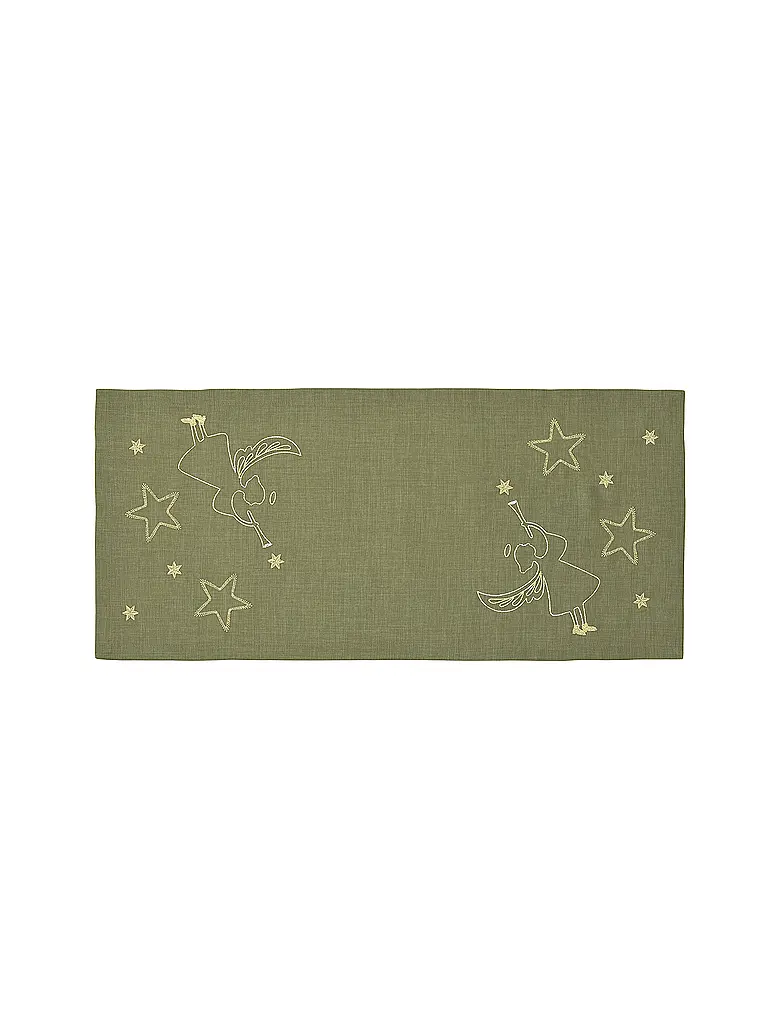 SANDER | Camino de mesa navideño 38x85cm STARDUST Sage | Oliva
