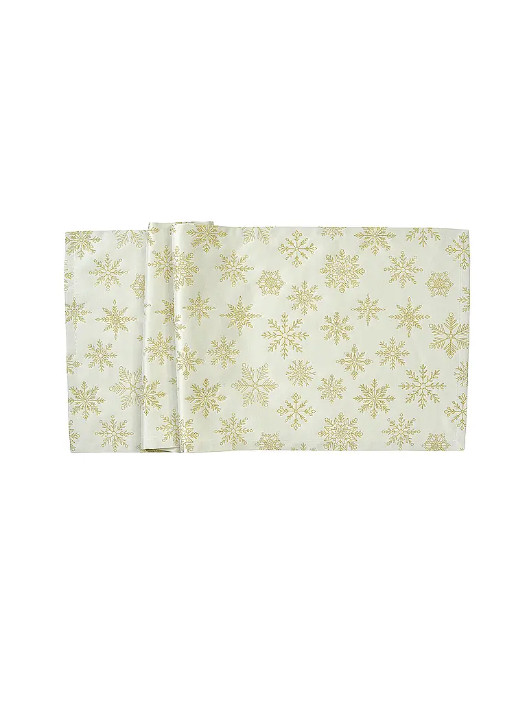 SANDER | Camino de mesa navideño 50x140cm CRISTALLO LUCE Crudo/Dorado | Crema