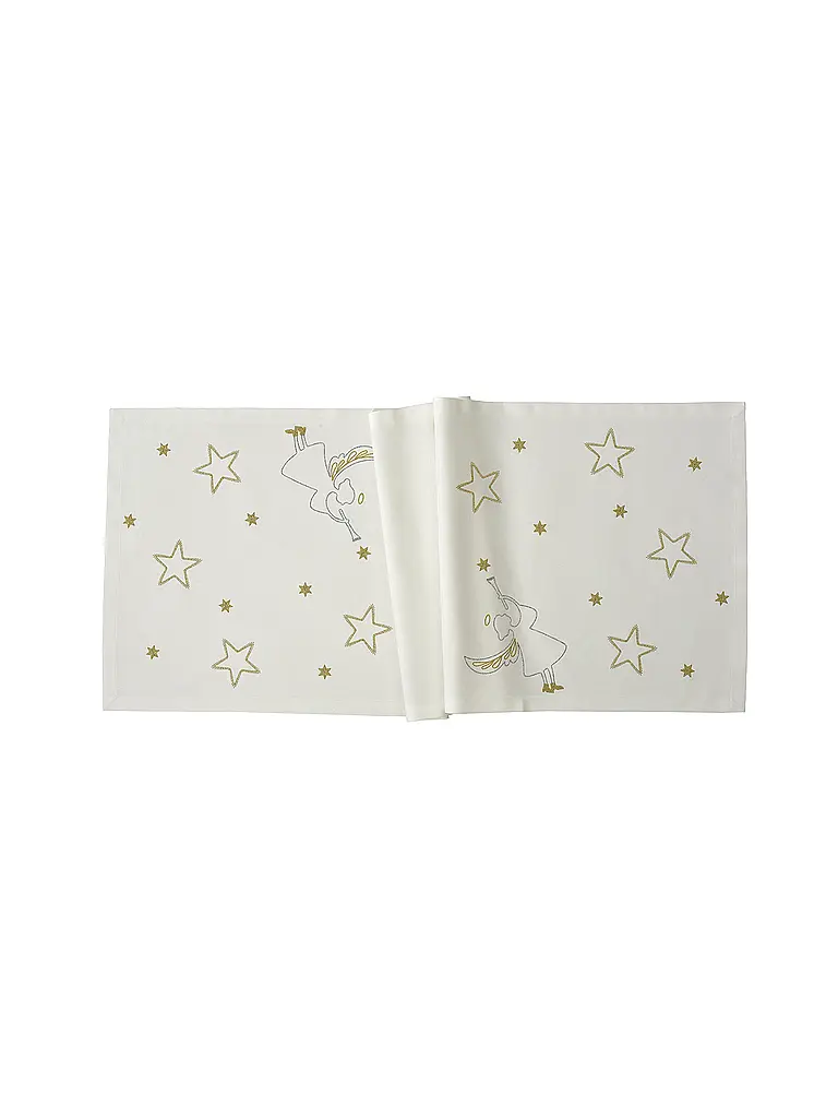 SANDER | Camino de mesa navideño 50x150cm STARDUST Crudo | Crema