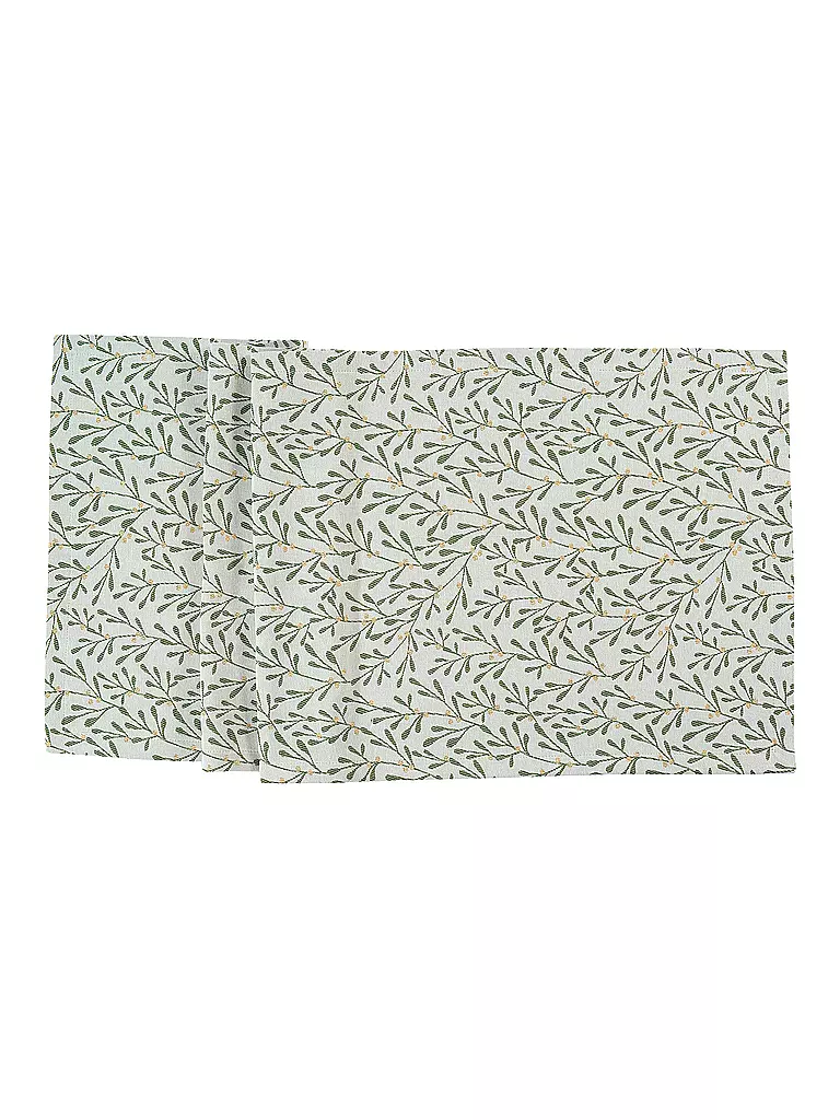 SANDER | Camino de mesa navideño MISTY 50x140cm Crudo / Verde | Verde oscuro