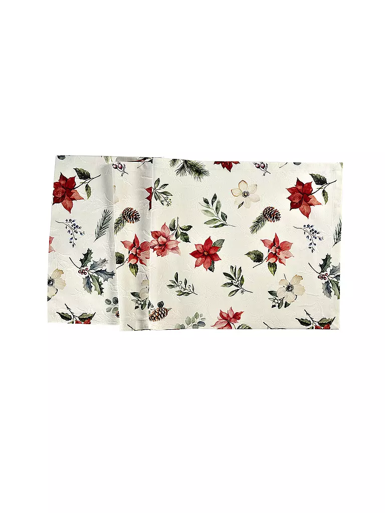 SANDER | Camino de mesa X-MAS FLOWERS 50x140cm Original | Crema