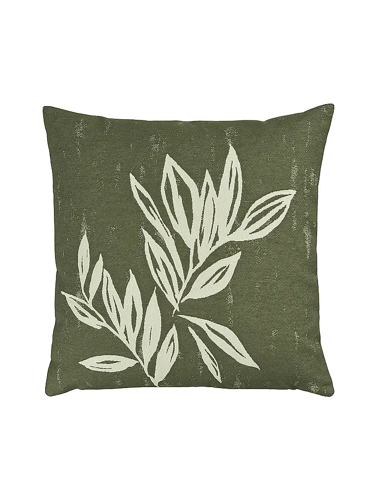 SANDER | Funda de cojín 50x50cm BIG LEAVES Khaki | Verde oscuro