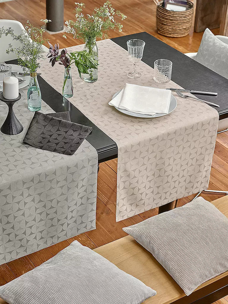 SANDER | Mantel de mesa 150x250cm ORA JAQUARD Crudo | Blanco