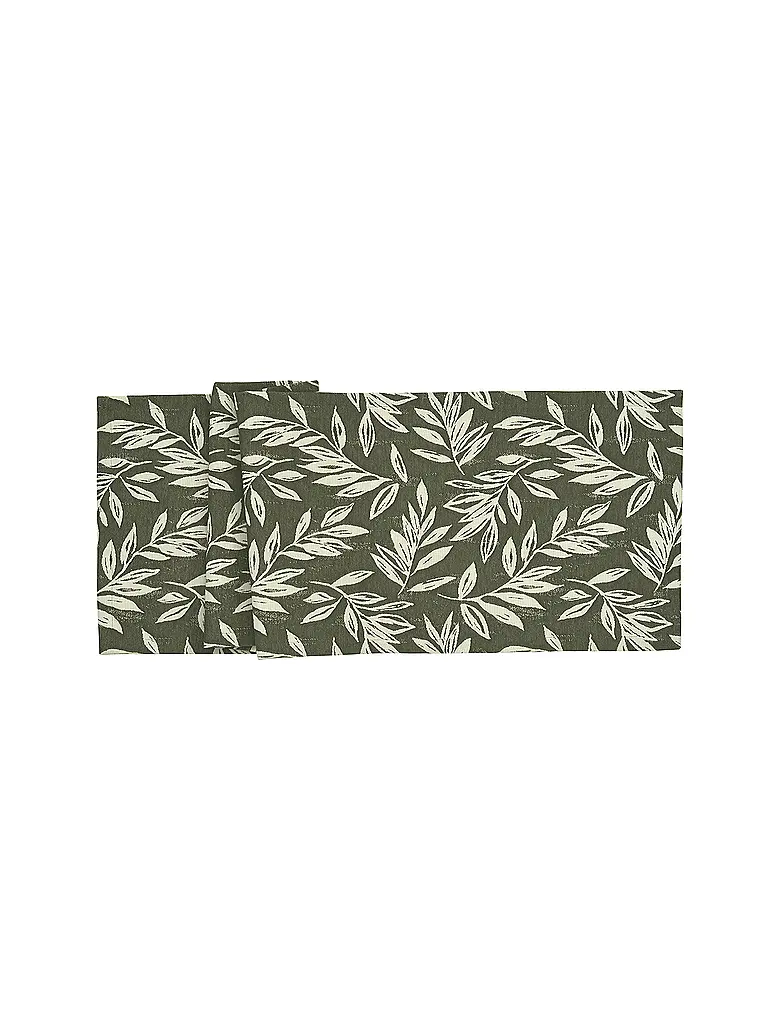 SANDER | Tischläufer LEAVES 40x100 Caqui | Verde oscuro