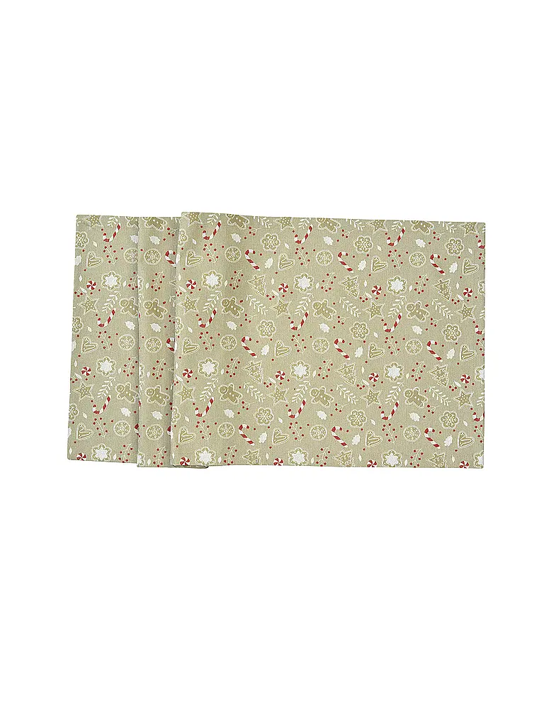 SANDER | Tischläufer navideño 50x140cm GINGER MAN Beige/Rojo | Beige