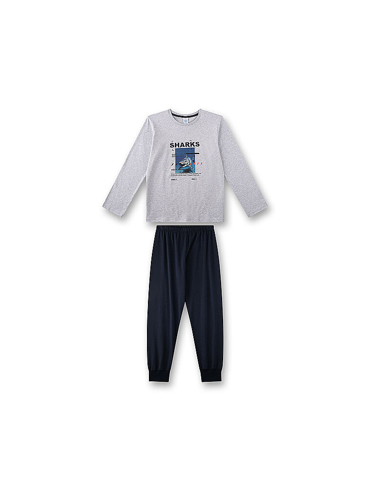 Sanetta Pijama de niño de 2 piezas, camiseta de manga larga y pantalón gris claro