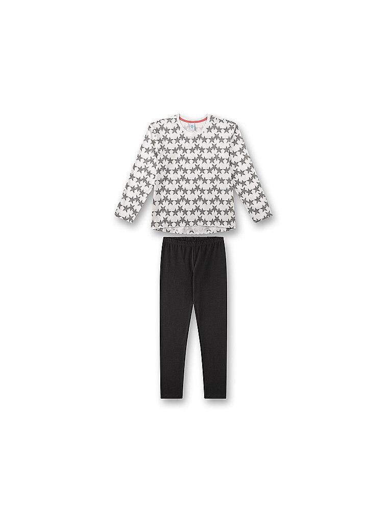Sanetta Pijama de niña de 2 piezas, camiseta de manga larga y pantalón crema