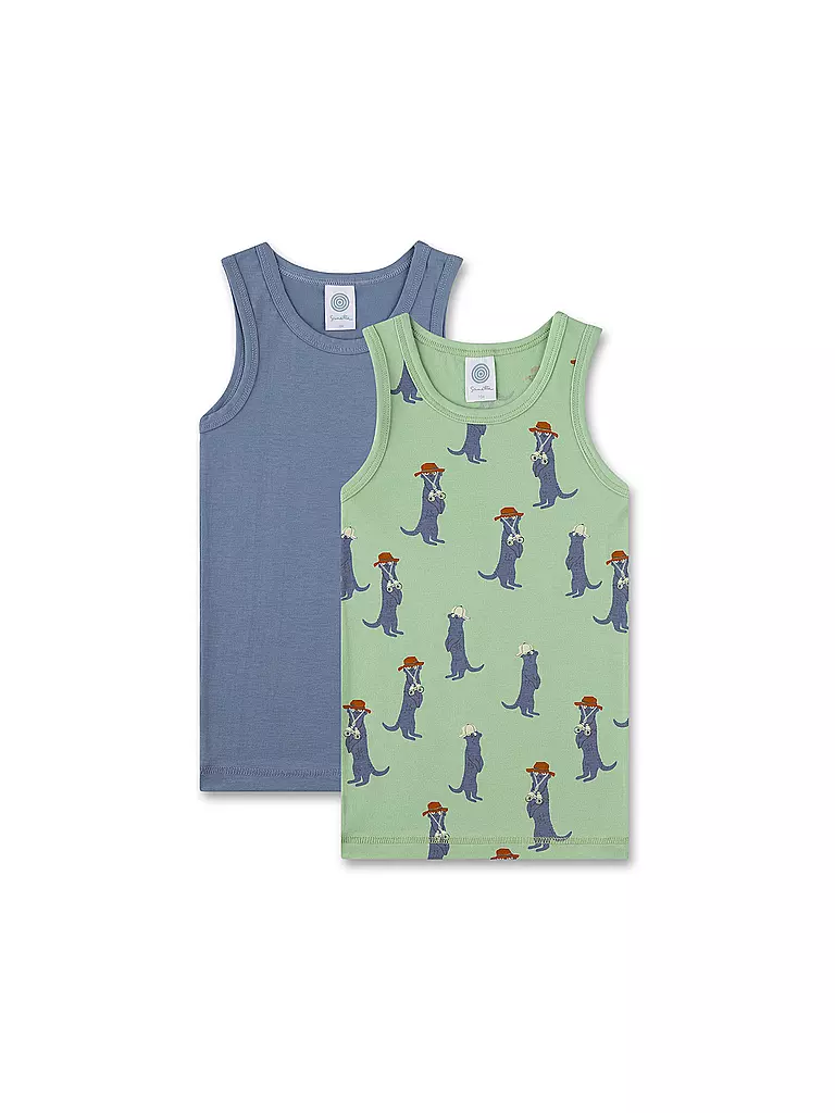 SANETTA | Camisetas interiores para niño, paquete de 2, verde jade | Verde claro