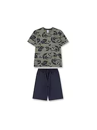 SANETTA | Conjunto de pijama para niño, 2 piezas, camisetas y pantalones cortos | Oliva