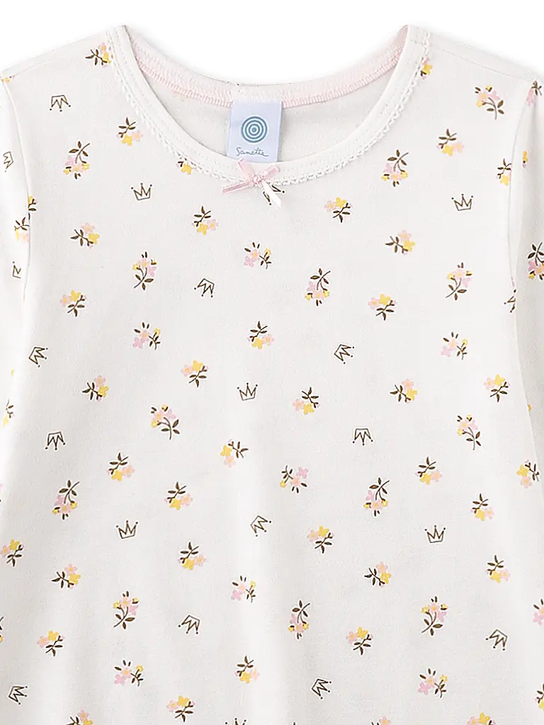 SANETTA | Pijama de niña de 2 piezas, camiseta de manga larga y pantalón | Crema