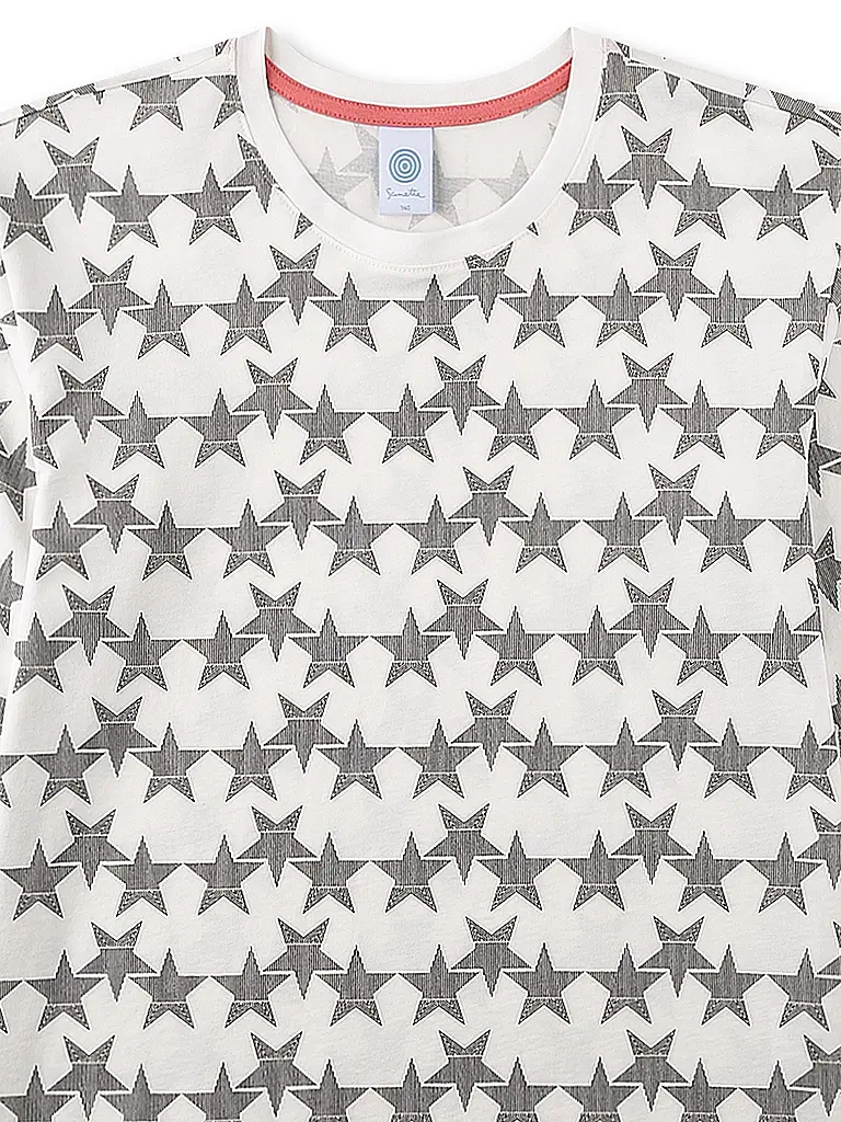 SANETTA | Pijama de niña de 2 piezas, camiseta de manga larga y pantalón | Crema