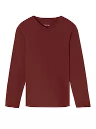 SCHIESSER | Camiseta de pijama de manga larga MIX + RELAX | Rojo oscuro