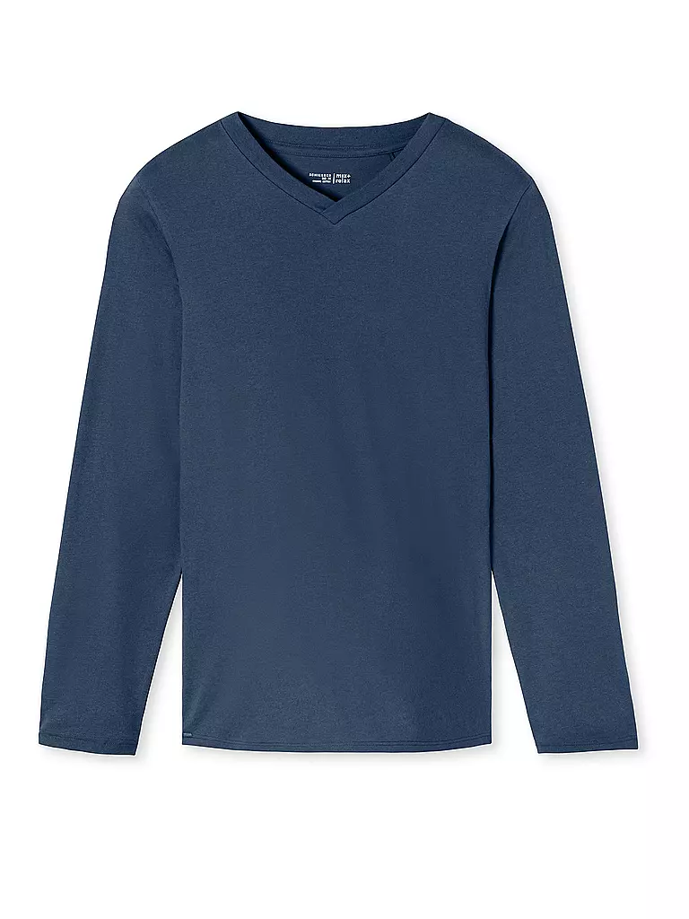 SCHIESSER | Camiseta de pijama de manga larga MIX + RELAX | Azul