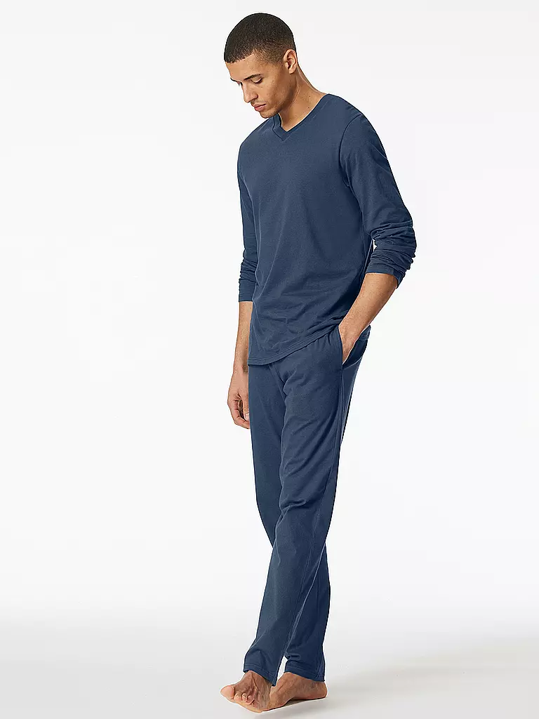 SCHIESSER | Camiseta de pijama de manga larga MIX + RELAX | Azul