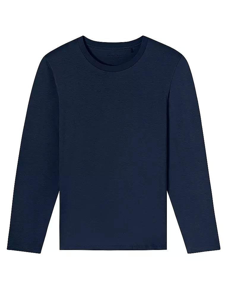 SCHIESSER | Camiseta de pijama de manga larga | Azul oscuro