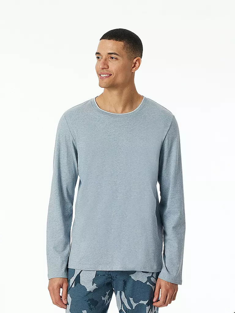 SCHIESSER | Pyjama Langarmshirt | Azul claro