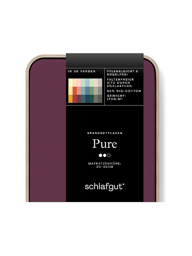 Schlafgut Sábana bajera de jersey PURE 90x200cm Morado Oscuro S baya