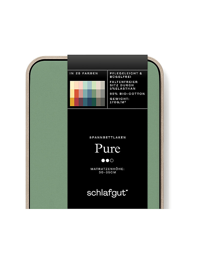 Schlafgut Sábana bajera de jersey PURE 180x200cm Verde Medio XL verde
