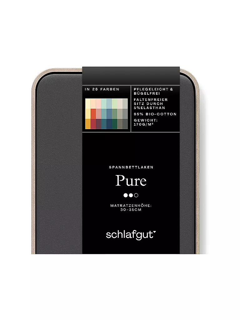 SCHLAFGUT | Sábana bajera ajustable de punto PURE 120x200cm Gris Deep N | Gris