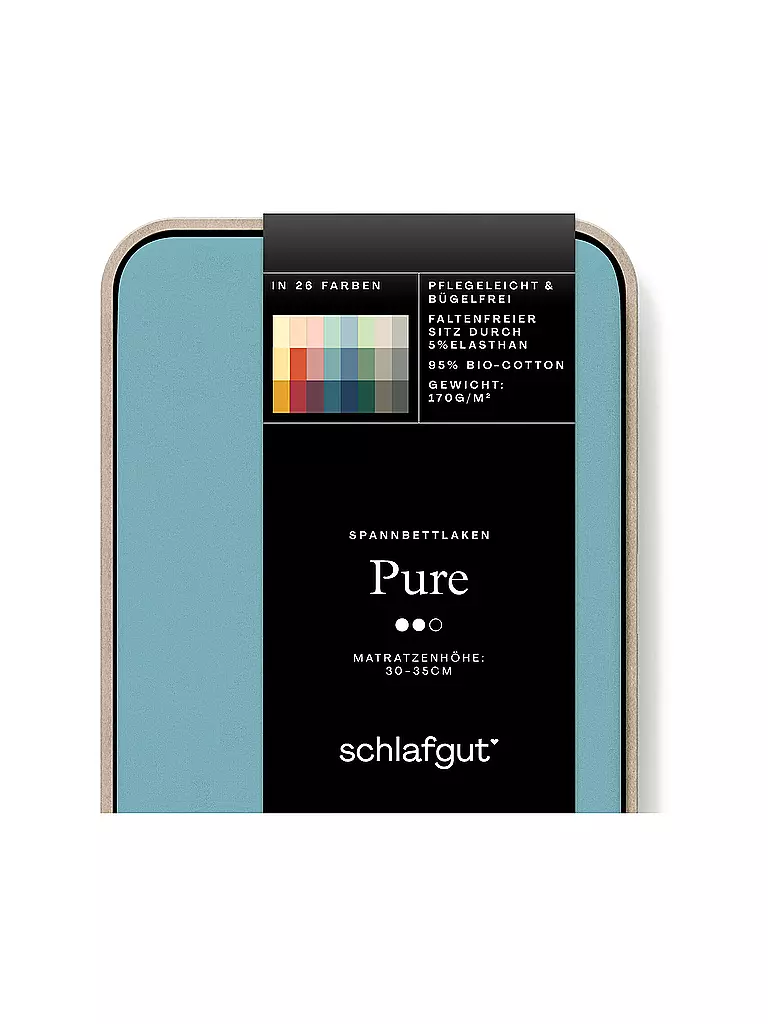 SCHLAFGUT | Sábana bajera ajustable de punto PURE 120x200cm Petrol Mid M | Menta