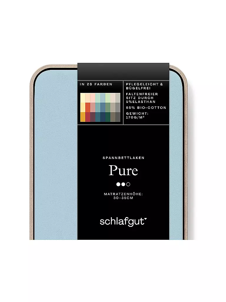 SCHLAFGUT | Sábana bajera ajustable de punto PURE 140x200cm Azul Claro L | hellblau