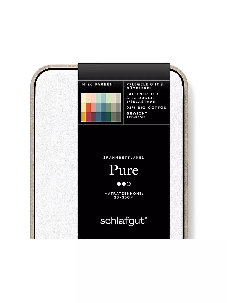 SCHLAFGUT | Sábana bajera ajustable de punto PURE 140x200cm Blanco Total L | weiss