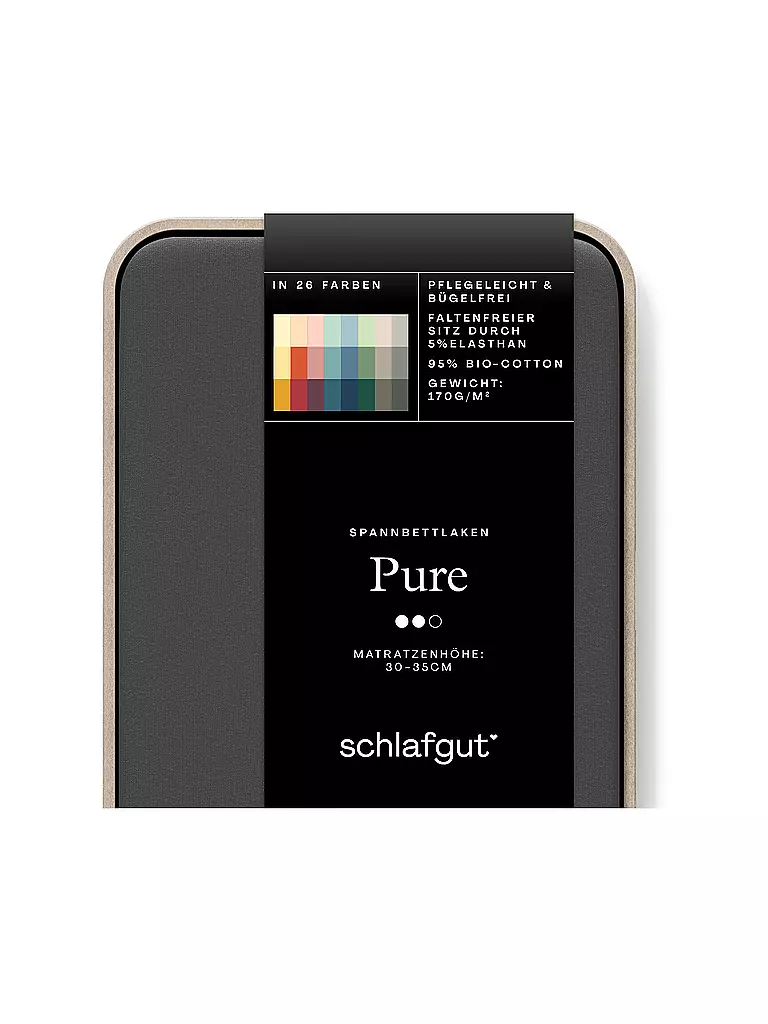 SCHLAFGUT | Sábana bajera ajustable de punto PURE 140x200cm Grey Deep L | grau