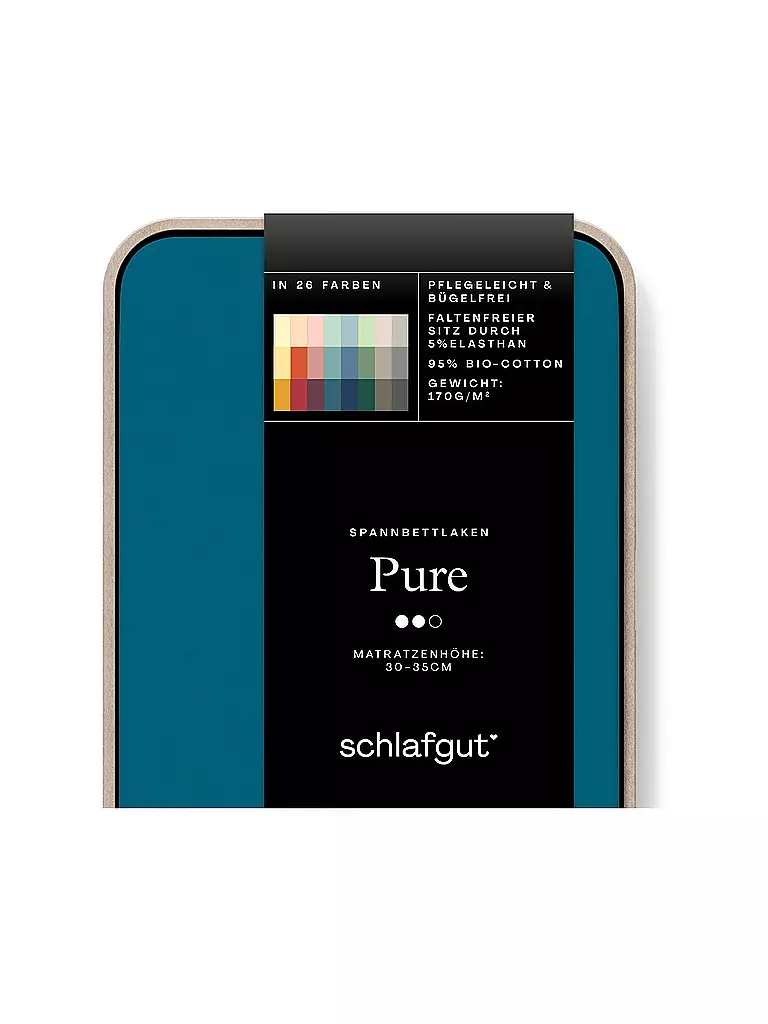 SCHLAFGUT | Sábana bajera ajustable de punto PURE 140x200cm Petrol Deep L | Petróleo