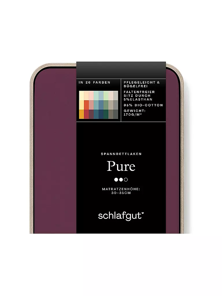 SCHLAFGUT | Sábana bajera ajustable de punto PURE 140x200cm Purple Deep L | Baya