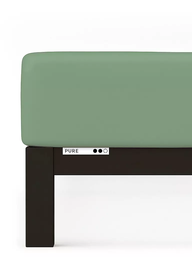 SCHLAFGUT | Sábana bajera ajustable de punto PURE 140x200cm Verde Mid L | 
