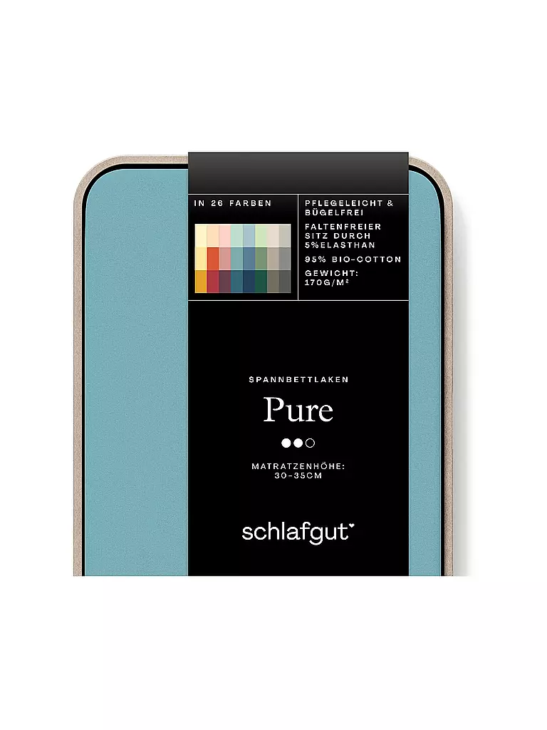SCHLAFGUT | Sábana bajera ajustable de punto PURE 90x200cm Petrol Mid S | Menta