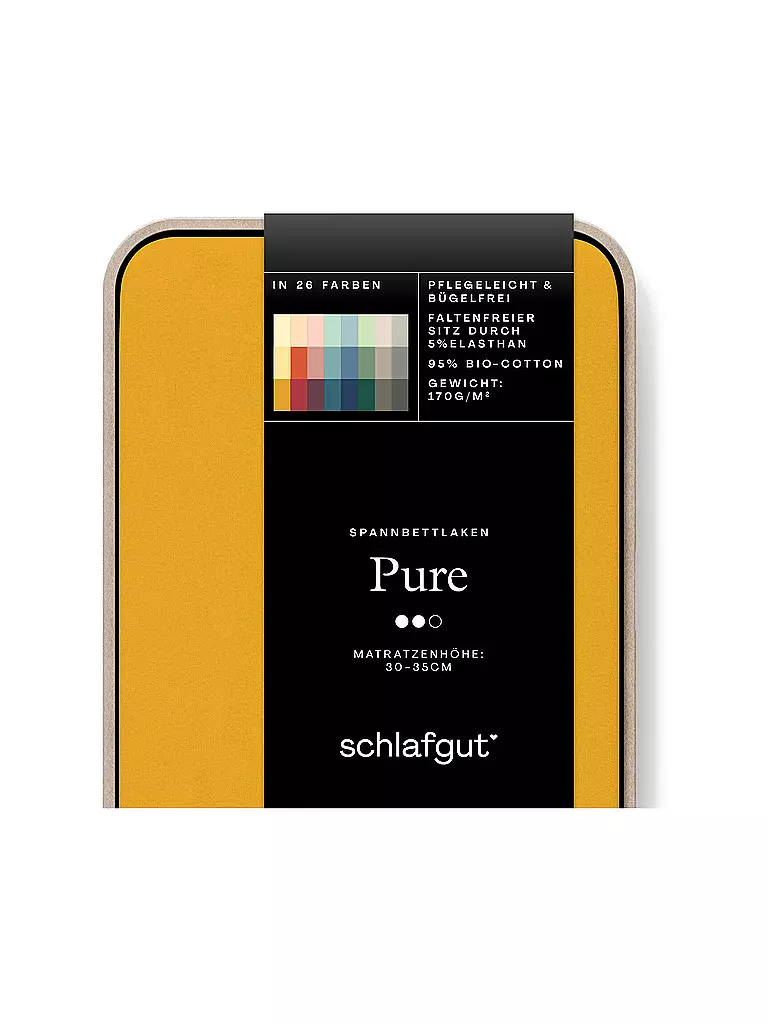 SCHLAFGUT | Sábana bajera ajustable de punto PURE 90x200cm Yellow Deep S | gelb
