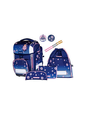SCHNEIDERS | Set de mochila escolar Ergolite 9 piezas Blue Bloom