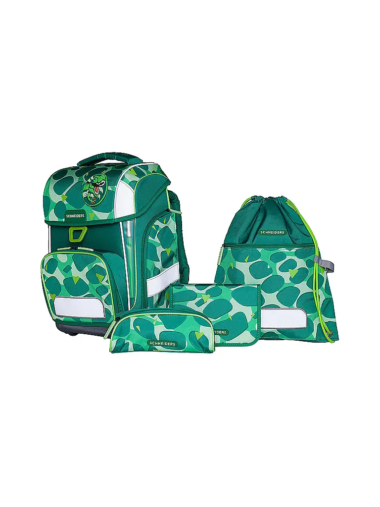 SCHNEIDERS | Set de mochila escolar Ergolite 9 piezas Anna Maria Damm Dino Dance | Verde
