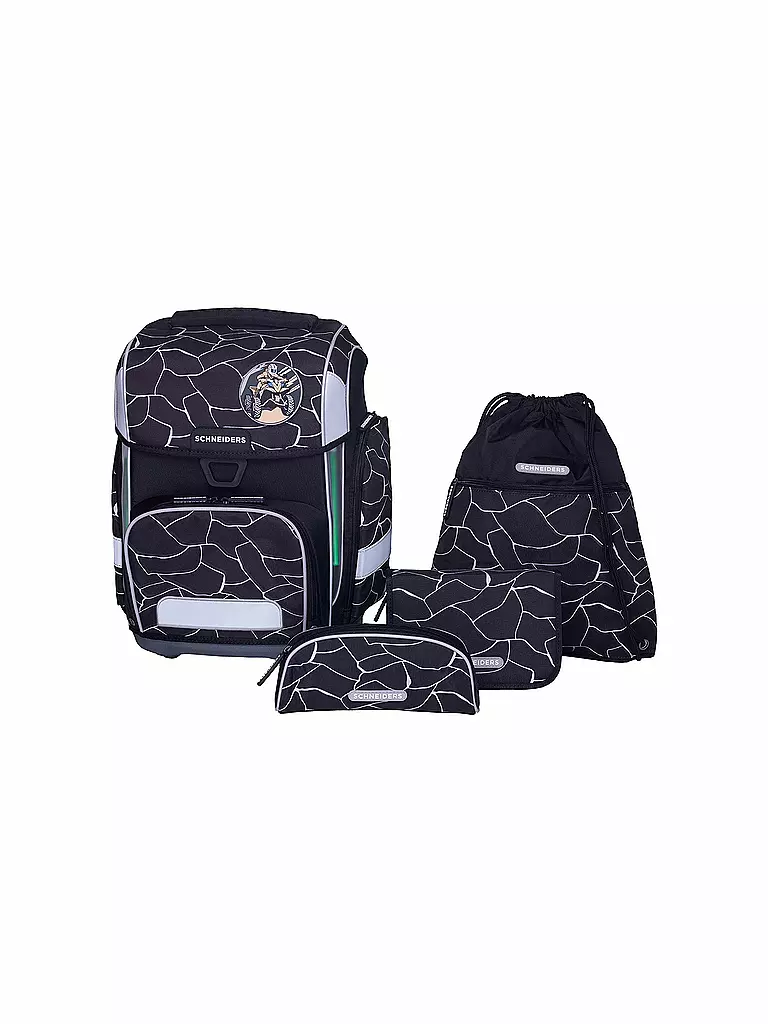 SCHNEIDERS | Set de mochila escolar Ergolite 9 piezas Dark Hunter | Gris
