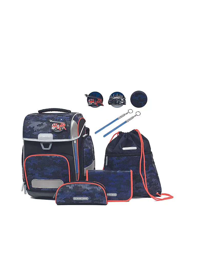 SCHNEIDERS | Set de mochila escolar Ergolite 9 piezas Dusk Force | Azul oscuro