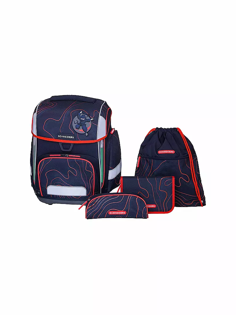 SCHNEIDERS | Set de mochila escolar Ergolite 9 piezas Ninja Revenge | Rojo oscuro
