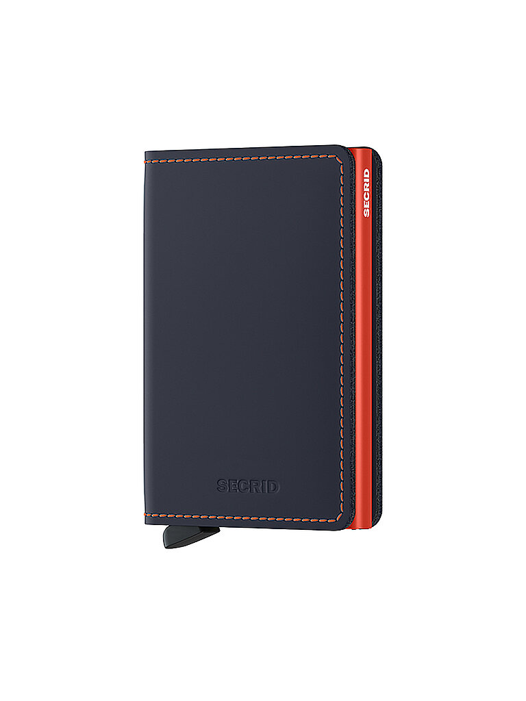 SECRID Billetera SLIMWALLET MATTE Nightblue & Orange azul oscuro