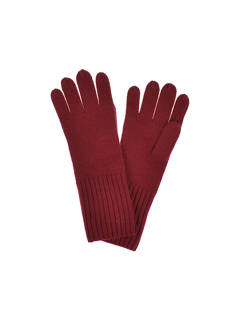 Seeberger Guantes de cachemira rojo oscuro