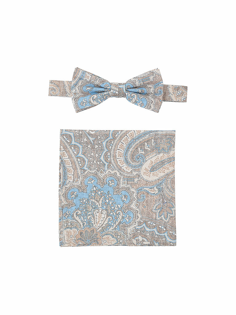 Seidenfalter Set Fliege und Stecktuch PRINCE BOWTIE beige