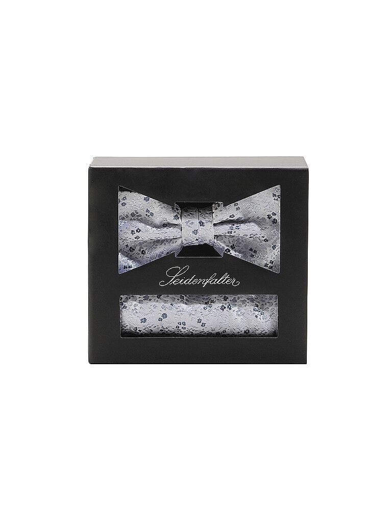 Seidenfalter Set de pajarita y pañuelo de bolsillo azul claro