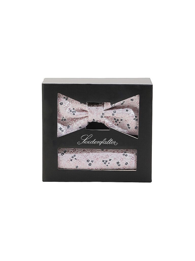 Seidenfalter Set de pajarita y pañuelo de bolsillo rosa