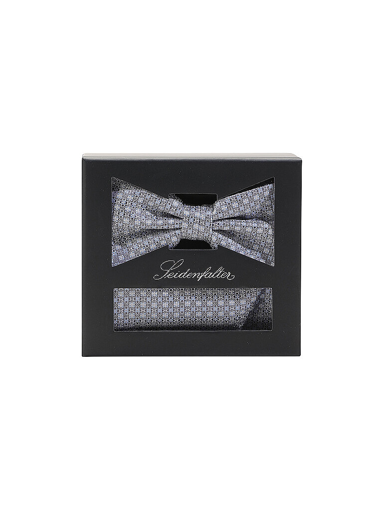 Seidenfalter Pajarita - Set de pajarita con pañuelo de bolsillo gris claro