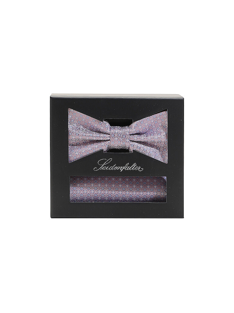 Seidenfalter Pajarita - Set de pajarita con pañuelo de bolsillo rosa