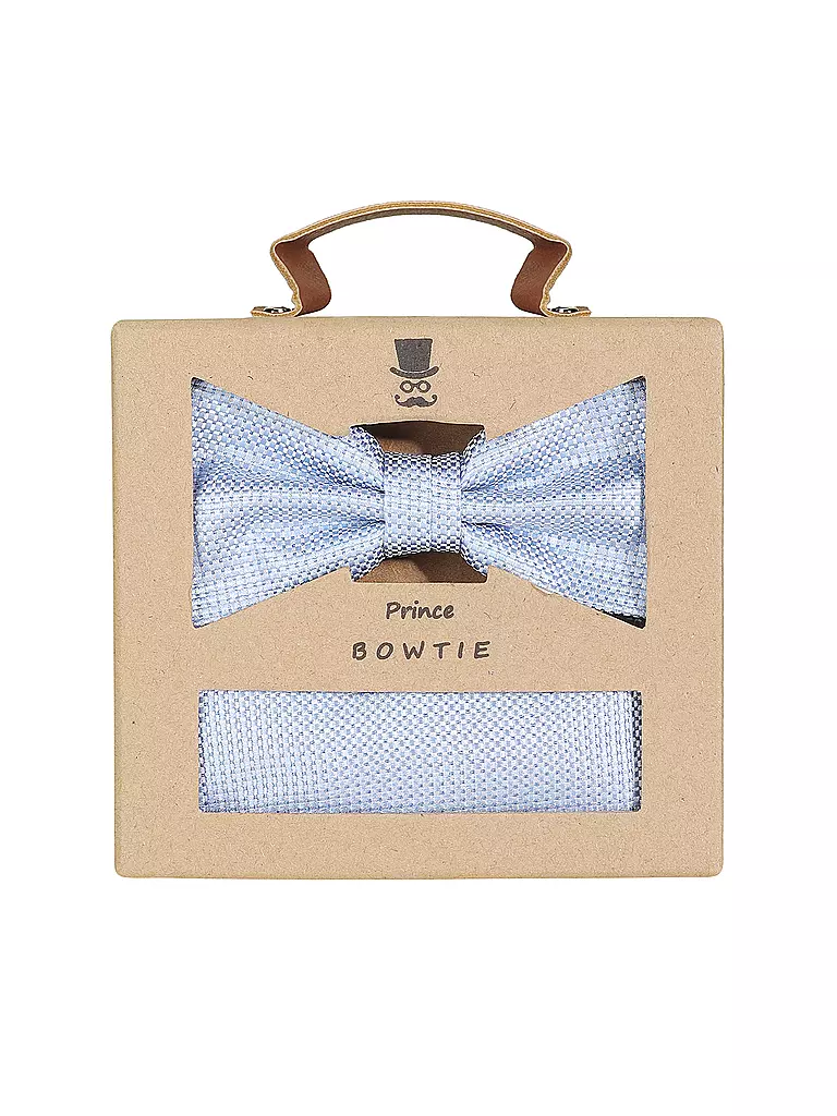 SEIDENFALTER | Set de regalo - Pajarita y pañuelo de bolsillo | Azul claro