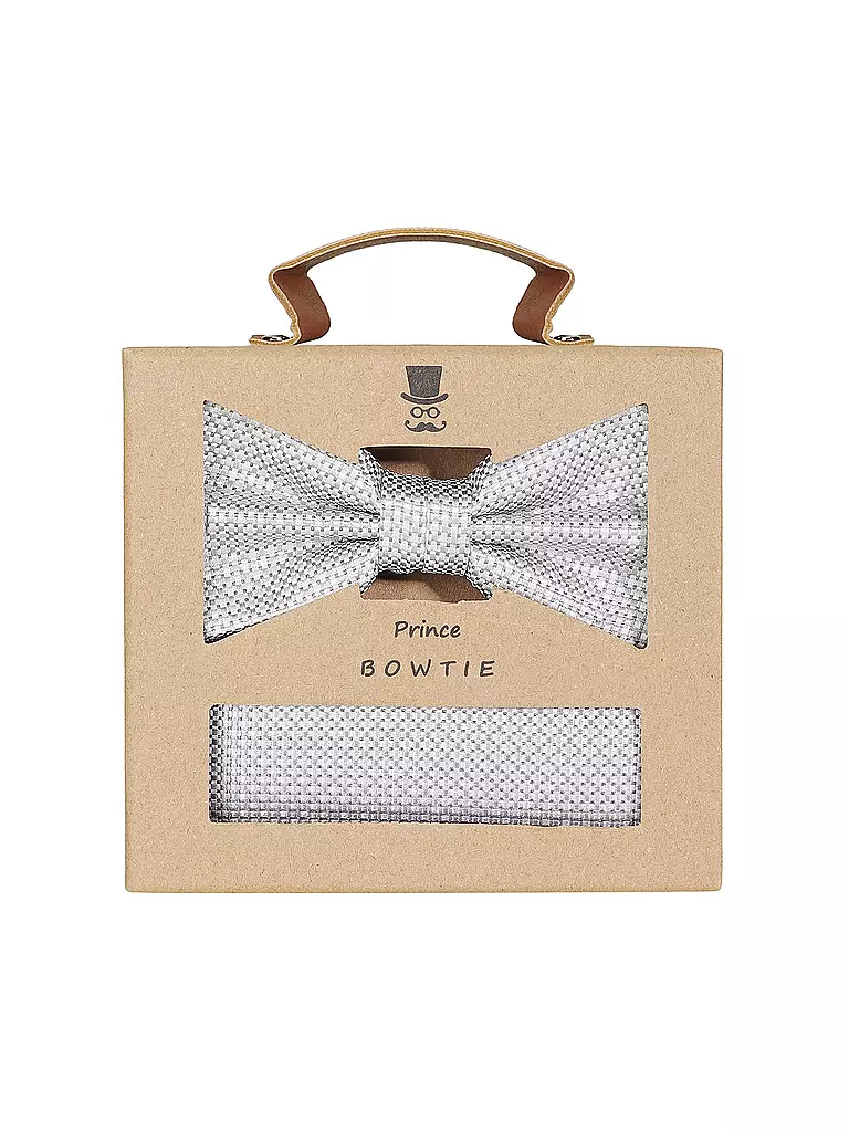 SEIDENFALTER | Set de regalo - Pajarita y pañuelo de bolsillo | Gris claro