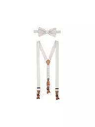 SEIDENFALTER | Set de tirantes con pajarita y clips de botón | Beige