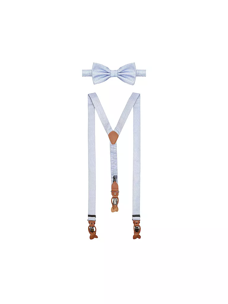SEIDENFALTER | Set de tirantes con pajarita y clips de botón | Azul claro