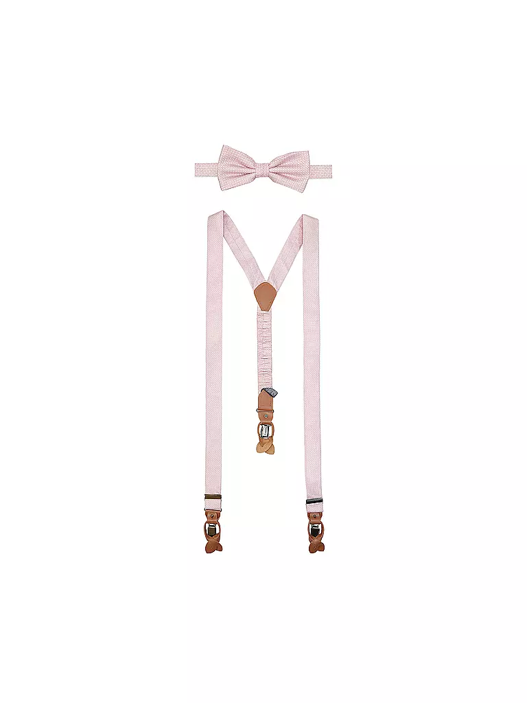 SEIDENFALTER | Set de tirantes con pajarita y clips de botón | Rosa